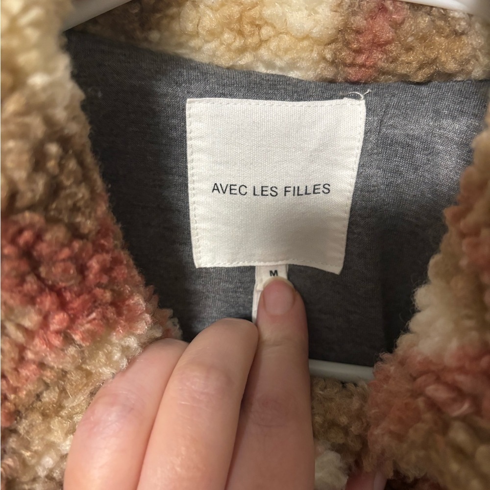 Avec Les Filles Plaid Sherpa Fleece Button Jacket Size Medium - Picture 4 of 4